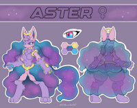 Aster - Lucario form by DedicatedYokai - lucario, female, reference sheet, pokemon, claws, female/solo, cosmog, pokemon (species)