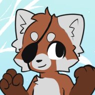 Konen by Konen - red panda, male, reference sheet, claws, eyepatch, brown fur, biped, ailurid