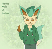 Herbie the Leafeon by SkulliMonster - dog, fox, video games, cat, male, pokemon, grass, nintendo, eevee, pokeball, leafeon, eeveelution, grass type