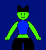 AJ The Green Cat by Splaatfan28 - cat, feline, kitty, male, sexy, furry, catboy, femboy, black pants, blue shirt, green cat, green body, kitty boy, thicc thighs, no sleeves, femboy body, green femboy cat, femboy green cat, green cat femboy