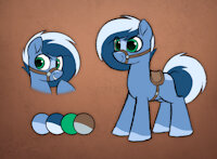 Spur Vortex the Stallion Character Sheet by CrimsonGryphon - male, character sheet, bust, pony, green eyes, my little pony, blue fur, saddle, bridle, safe for work