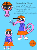 Farasalbahr Shams Reference Sheet by Lunarmoon21 - male, pink, fish, basketball, femboy, seahorse, muslim, islam, islamic