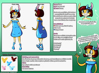 [Comm] Tiona's sheet by Bineky - cub, girl, bunny, female, dress, cartoon, character sheet, blue, smile, bowtie, reference, boots, ageplay, female solo