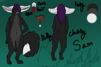 Sam Ref Sheet by MusiclovinFox - fox, cute, female, tail, fennec, chubby, black, fluffy, hair, sheet, reference, long