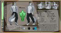 [CM - Alexander Falkor] Detailed Character Sheet by Ceowolf - dog, wolf, male, canine, clean, furry, photoshop, drawing, happy, angry, anthropomorphic, jedi, digital art, full body, sfw, digigrade, simple background, playfull, ceowolf evandean, cursed wolf commissions, complex character sheet, alexander falkor, conslars masters, green lightsaber