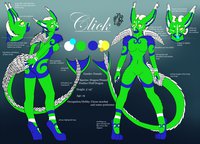 Click Ref by Rukamae - dragon, female, reference sheet, green, blue, circus, feathers, ref sheet, finned, lime green, fluff dragon, royal blue, angel dragon, click reference sheet