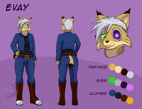 [Comm] Evay refsheet by EthanQix - female, lynx, eye, cyborg, refsheet, augment