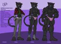 Lyca Reference Sheet by LycaV1 - cat, feline, male, muscles, muscle, muscular, muscled, goth, emo