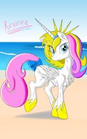 (OC) Revena by Navanastra - female, beach, teen, horse, equine, ribbon, mare, pony, wings, unicorn, unicorns, horn, original characters, original character, ponysona, winged unicorn, unicorn pony, revena