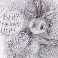 "$2 Buck Choc" by frubaklop by GreenReaper - sketch, chocolate, norn, creatures, greenreaper, scorpion, zeppelin