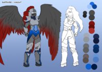 Character Sheet - Sapphire - Knight Pegasus of Might by Kurapika - female, horse, character sheet, armor, wings, knight, pegasus