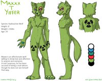 Maxxx ref by MaxxxRazorclaw - wolf, male, reference sheet, ref sheet, reference, refsheet, refrence, ref-sheet, shadow wolf, radioactive wolf