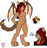 Musser - Character Sheet by txinairy - female, lion, hybrid, bat, scorpion, chimera, manticore
