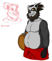 Xiao WeiSheng by NB - male, fat, panda, amber, chubby, shirtless, beard, barrel, mustache, amber eyes, golden eyes, top knot, fu manchu