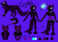 Crystal Reference by CrystalWolfDarkness - female, snow leopard, wolf, hybrid, anthro