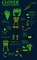 Clover reference by CrystalWolfDarkness - dragon, female, wolf, hybrid