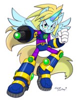SP-00 by Bluebean - male, buster, android, posing, sonic the hedgehog, mobian, alicorn, tracey yardley, inspired.