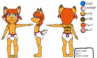 Ginger Referance Sheet by Ironmania2003 - babyfur, diaper, cub, kitten, female, baby, diaperfur, adoptable, orange snubbed tail tabby
