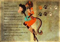 Rayen and Bob by RayenWolf - female, character sheet, pose, cheeta wolf
