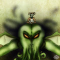 bai on the head of Cthulhu by sunkmanitutanka