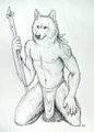 Kneeling Werewolf by Myenia
