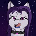 Goth pony licks lips