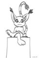 Gatomon sitting on a cube by Issarlk