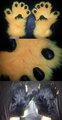 Neon Yellow & Black Hand Paws - Latex Paw Pads - UV Reactive