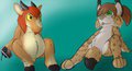 (C) Goat and Lynx Plushes
