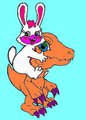  White Rabbit riding on his friend Agumon by dgfkshfljf