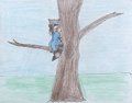 FoxWolfie in a tree by Aricub