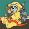 FoxWolfie in his cuddly Pikachu jammies by Cmtmrqz