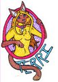 Stained Glass Style Bust Badge: Terri