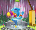 Paupau taking his shower