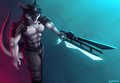 [C] holding a sword