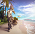 Tropical stroll by the beach - art by Punisa