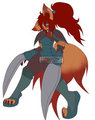 Astera the warrior fox -flat color  by MichiNoYami
