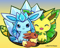 Eevee's Family~ Leafeon, Glaceon and Eevee by blackeevee