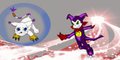 Impmon and Gatomon fight Scene Giftart by Wolfirhart