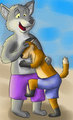 Big wolf & fox hug