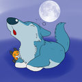 Yawning at the moon by Tailwag