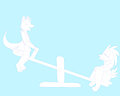 Nara and Tawnie playing togever on the sea saw 