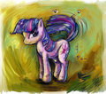Twilight Sparkle swats gnats, colored