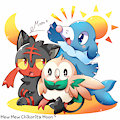 Rowlet, Litten and Popplio by ChikoritaMoon