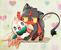 Rowlet VS Litten  by ChikoritaMoon