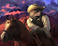 Old Wolf at Sunset by Hotay