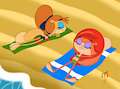 Scarlet and Sue at the Beach by Amidnarasu
