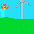 Bright Eyes with A Wind Turbine