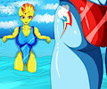 Spitfire Cooling off by the Pool