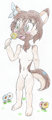 Kitsuko art-trade - Rae happy and cutely smelling flowers